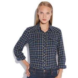 Lucky Brand Dixie Window Pane Flannel Green Blue